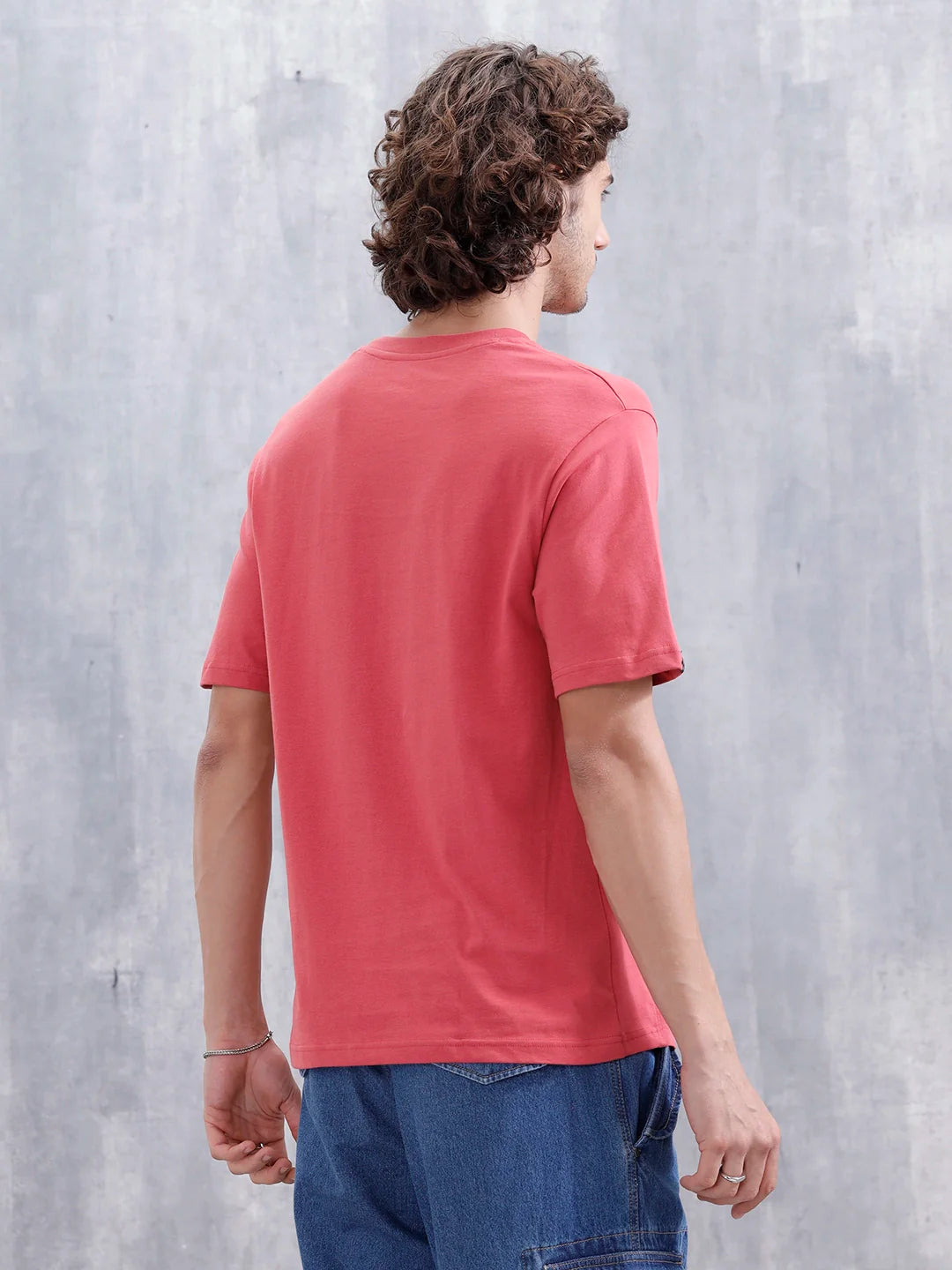 Men Solid Comfort Fit Tshirt With Pipping Detail | Red