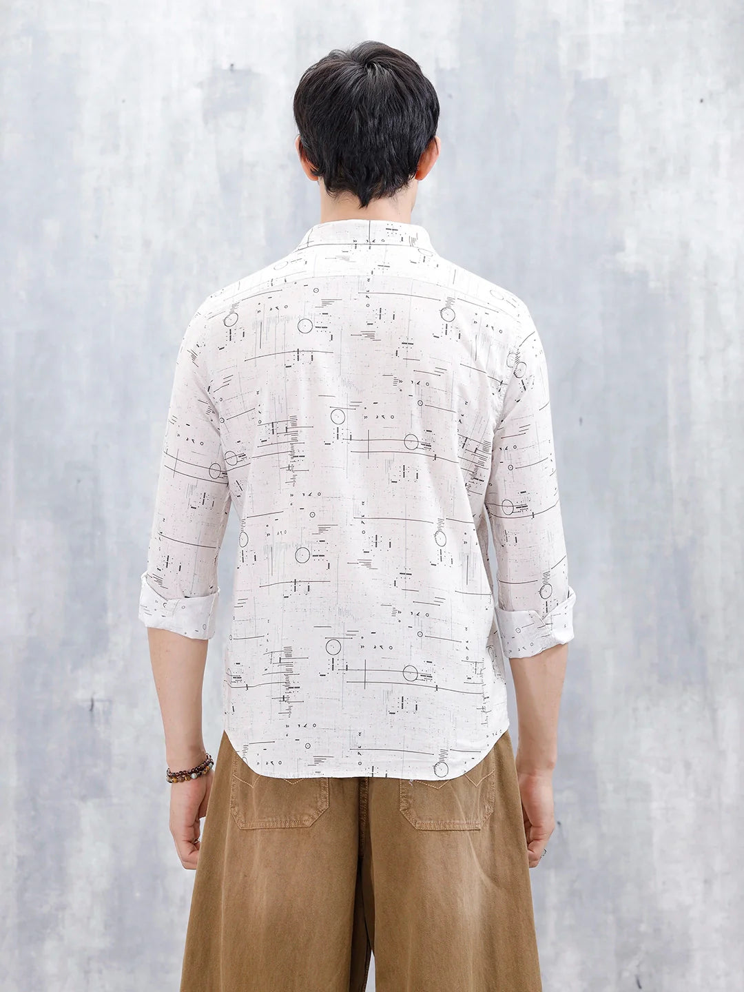 Abstract Aop Slim Fit Men's Casual Shirt | Khaki