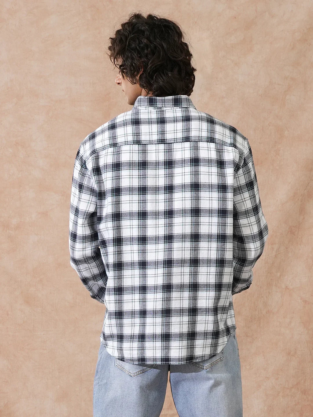 Textured Checks Comfort Fit Shirt | White