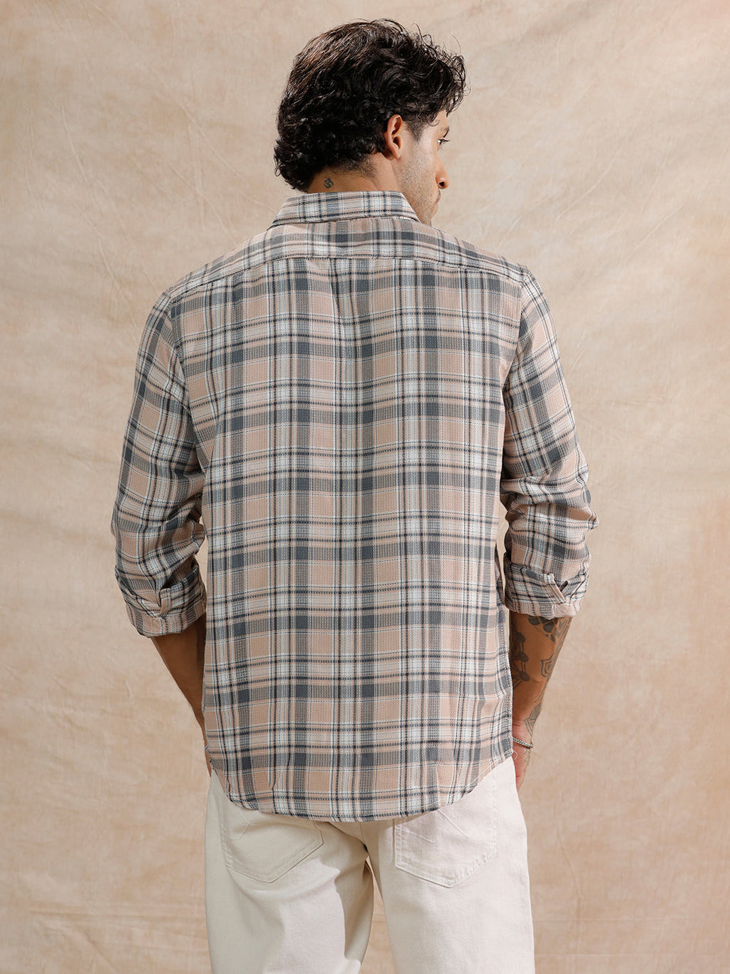 Dobby Textured Regular Fit Shirt | Beige