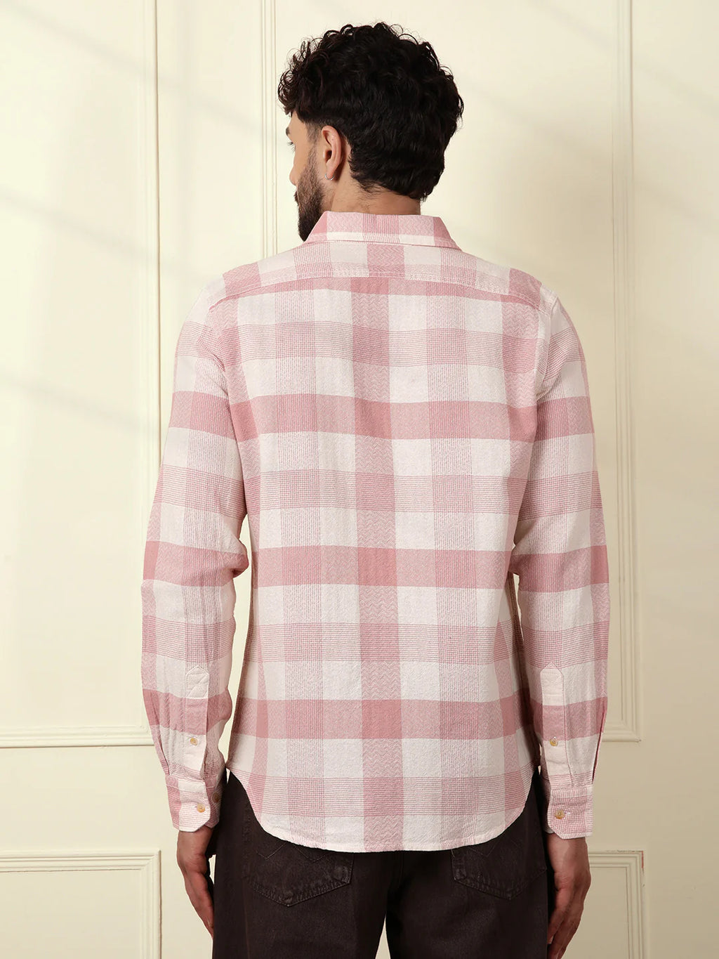 Textured Pastel Checked Shirt | Pink