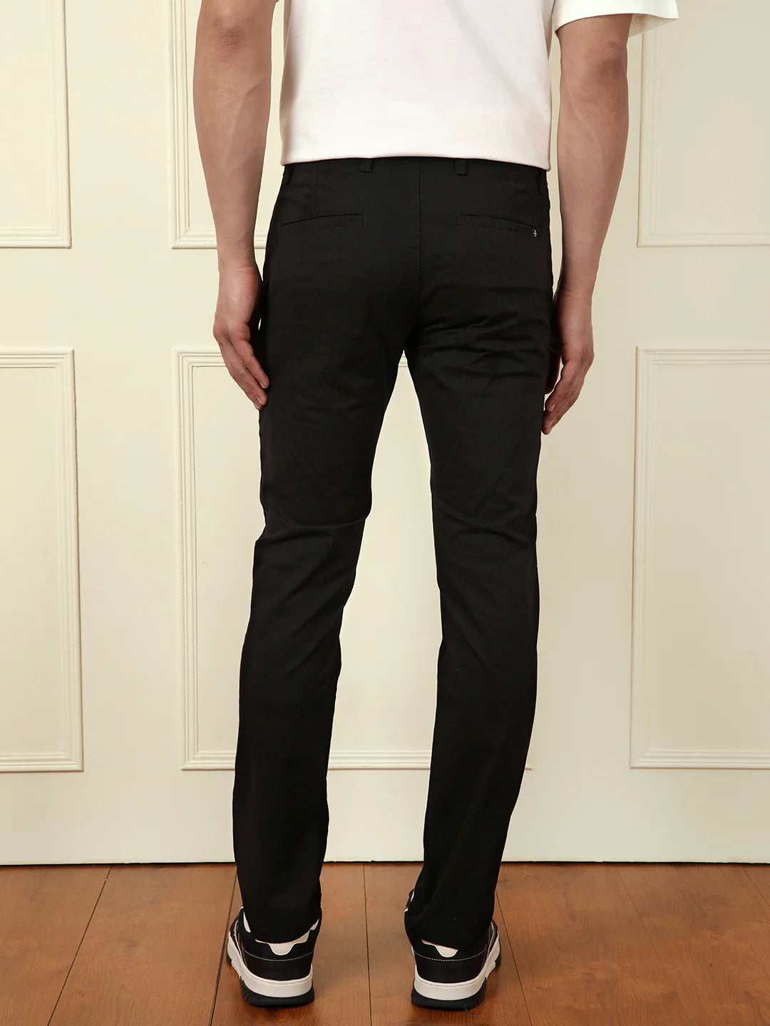Soft Cotton Blend Chino Trouser | Black