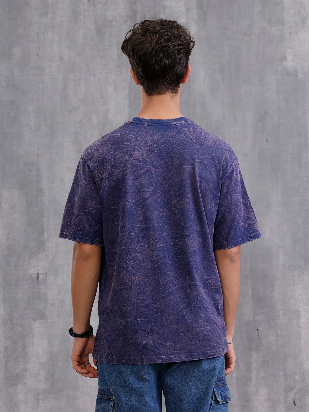 Washed Oversized Fit Pure Cotton T-Shirt  | Navy Blue