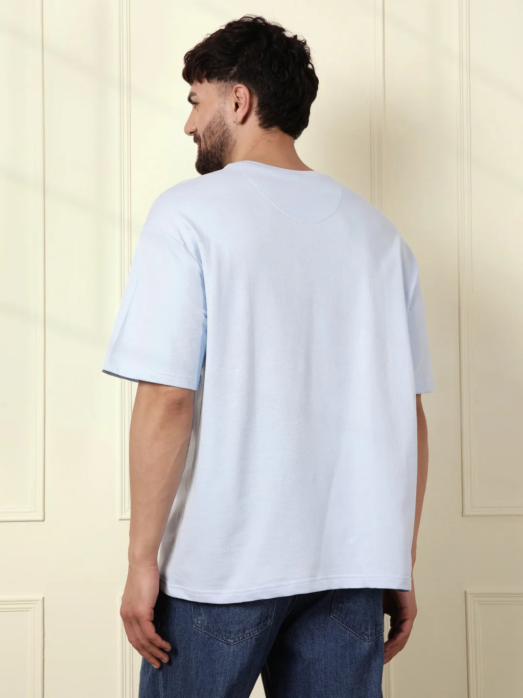 Heavy GSM Placement Print T-Shirt | Blue