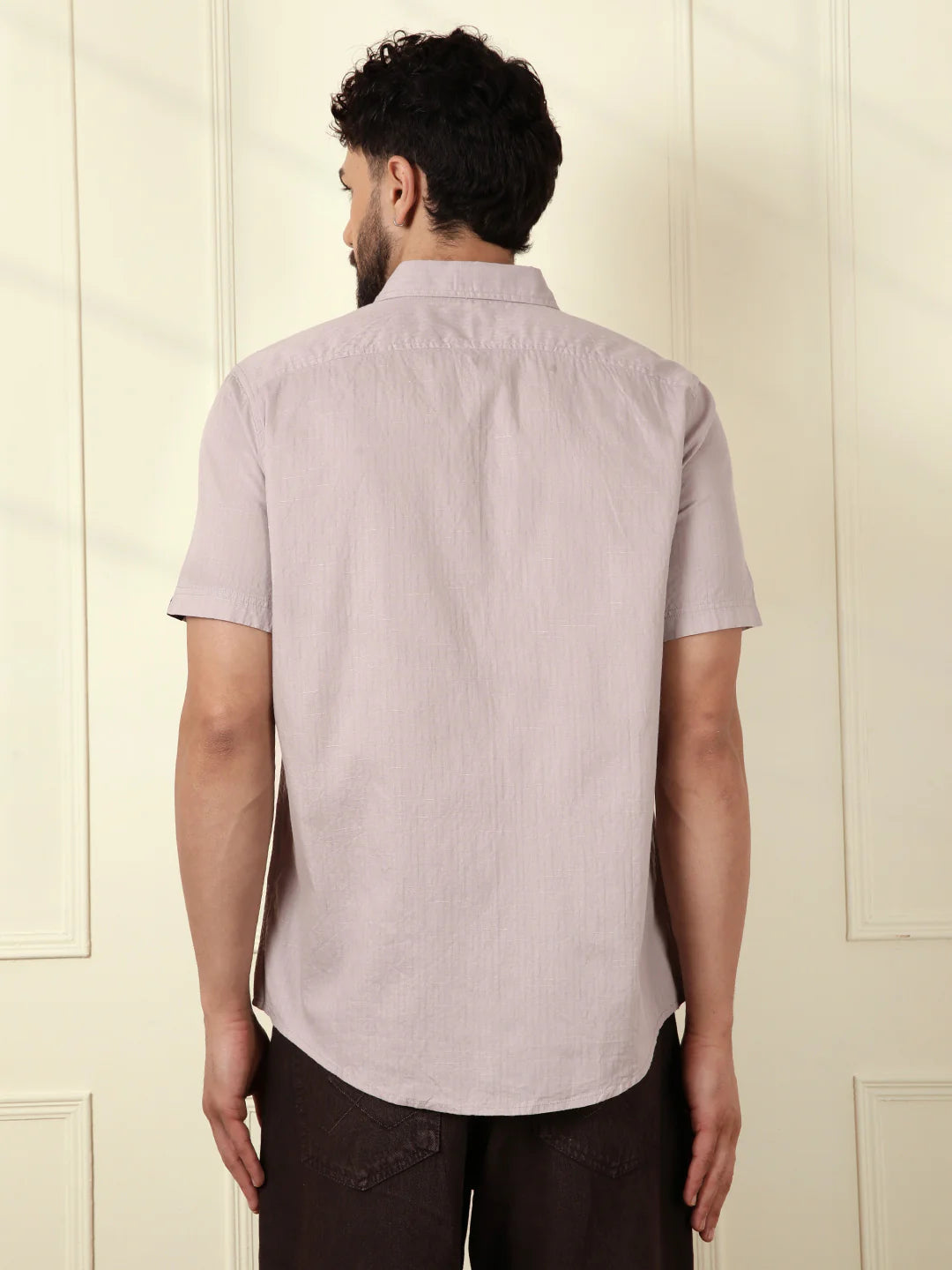 Textured Cotton Slim Fit Shirt | Grey