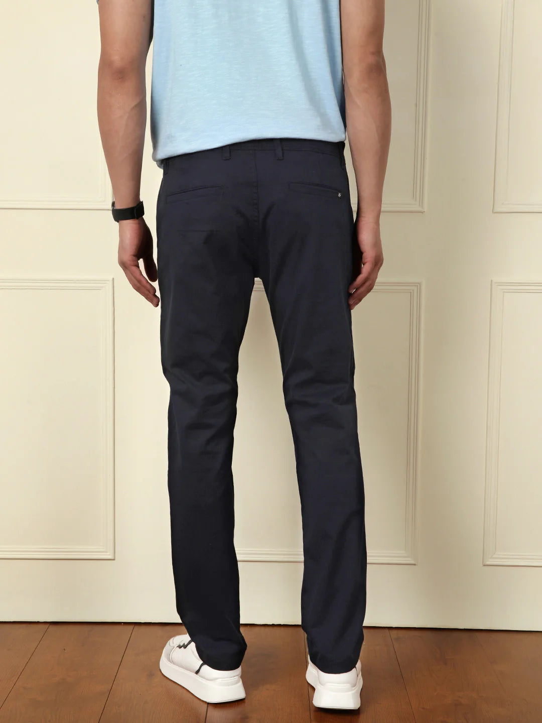 Soft Cotton Blend Chino Trouser | Navy Blue