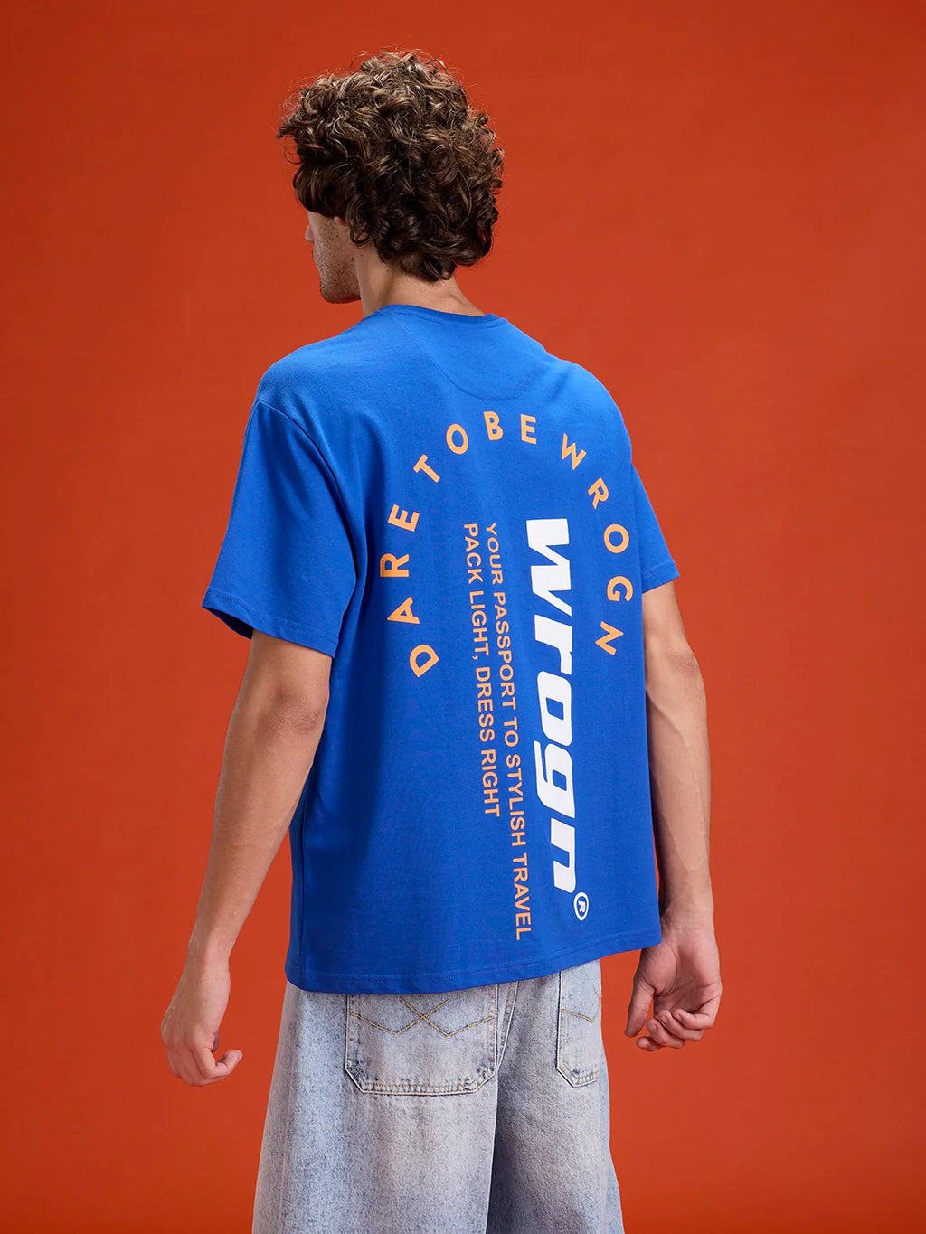 men's casual oversized fit graphic t-shirt | Blue