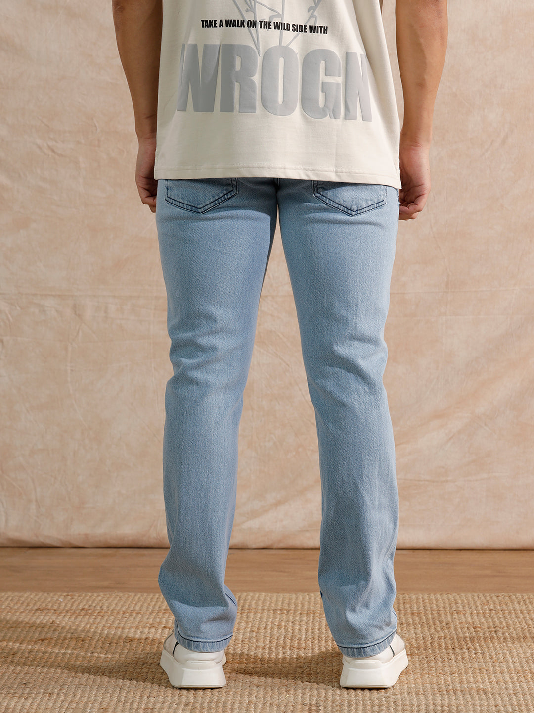 Solid Heavy Fade Straight Fit Jeans | Light Blue