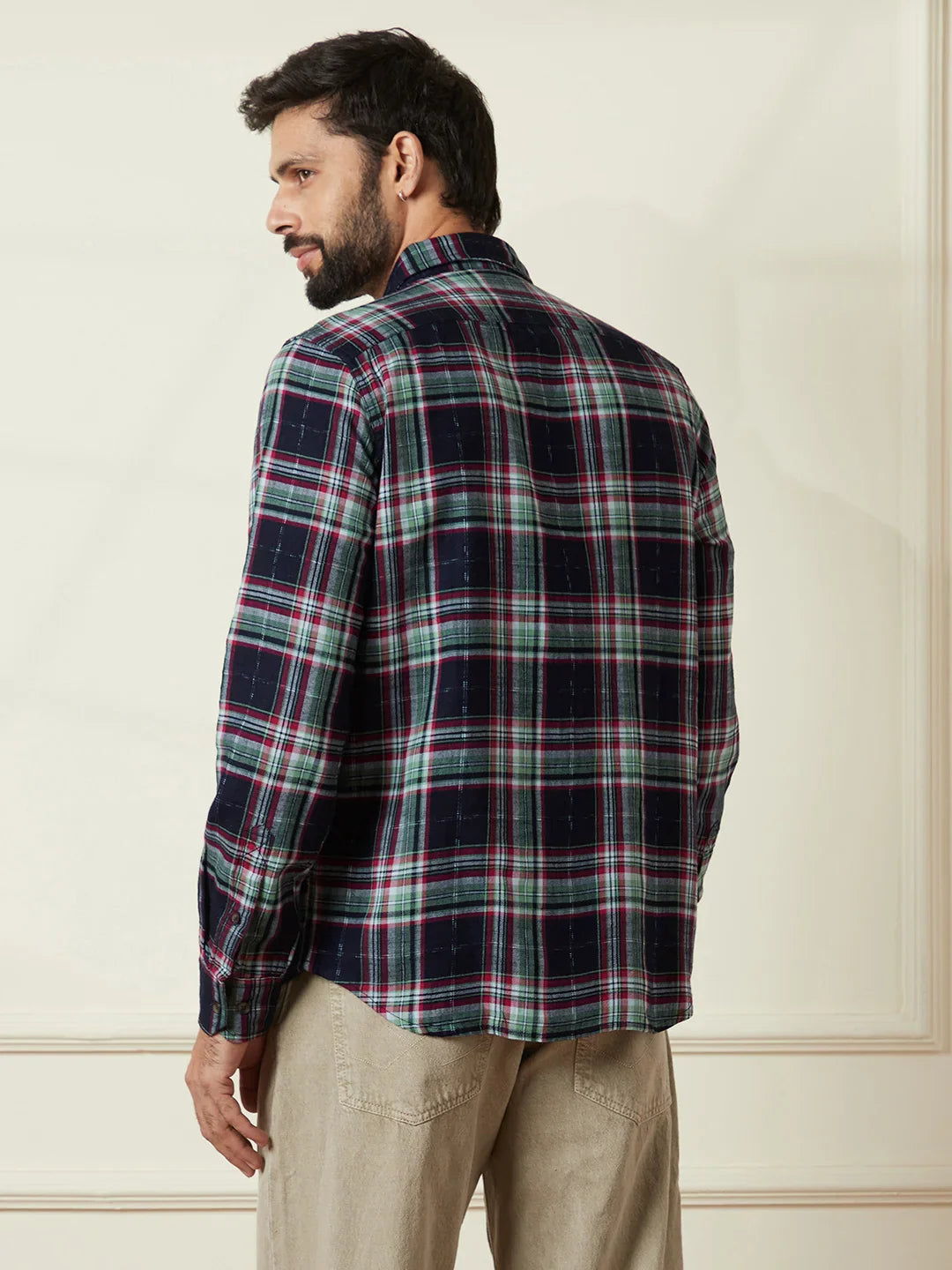 Casual Checked Cotton Shirt | Green