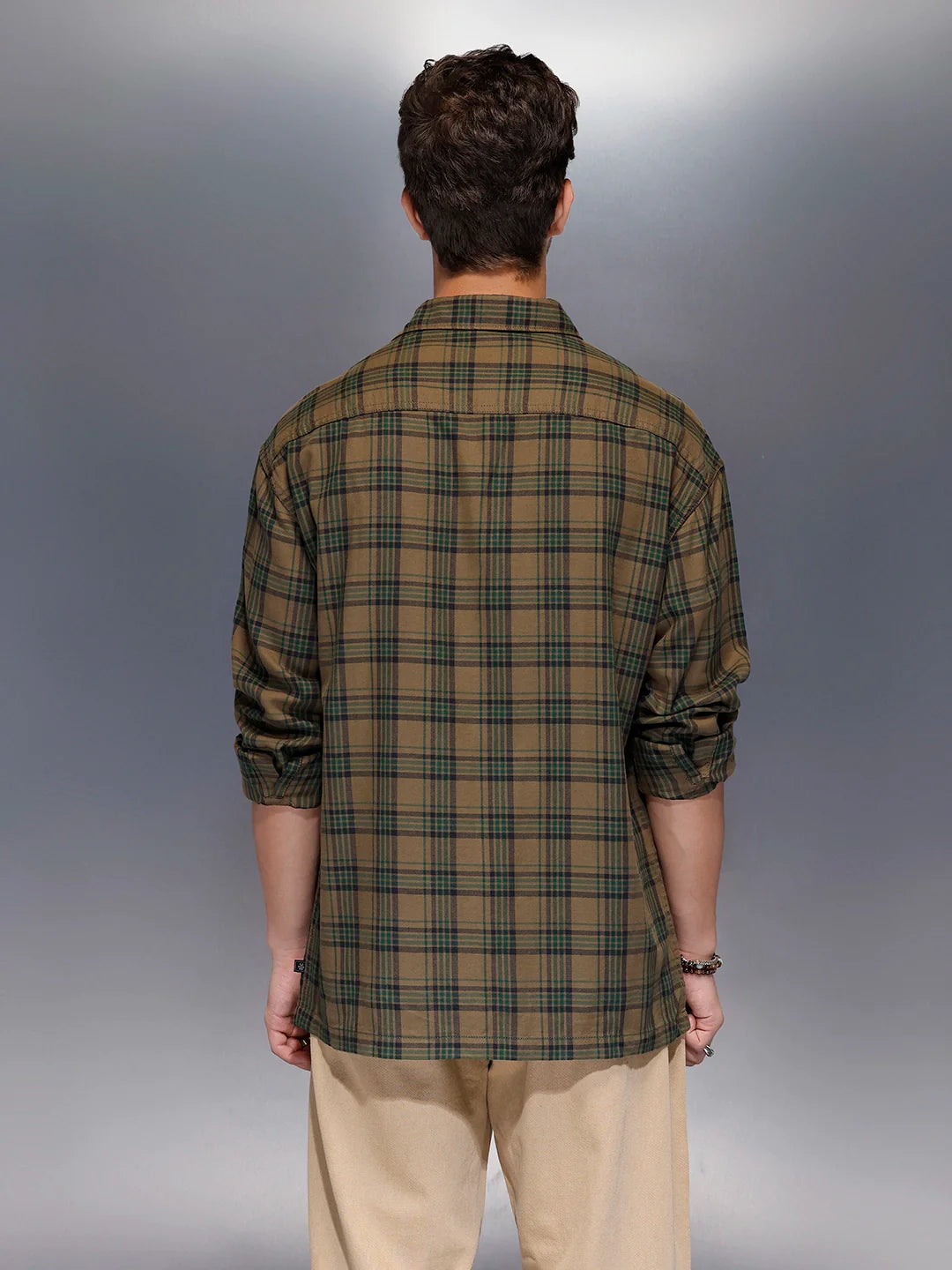 Check flannel Oversize shirt | Olive