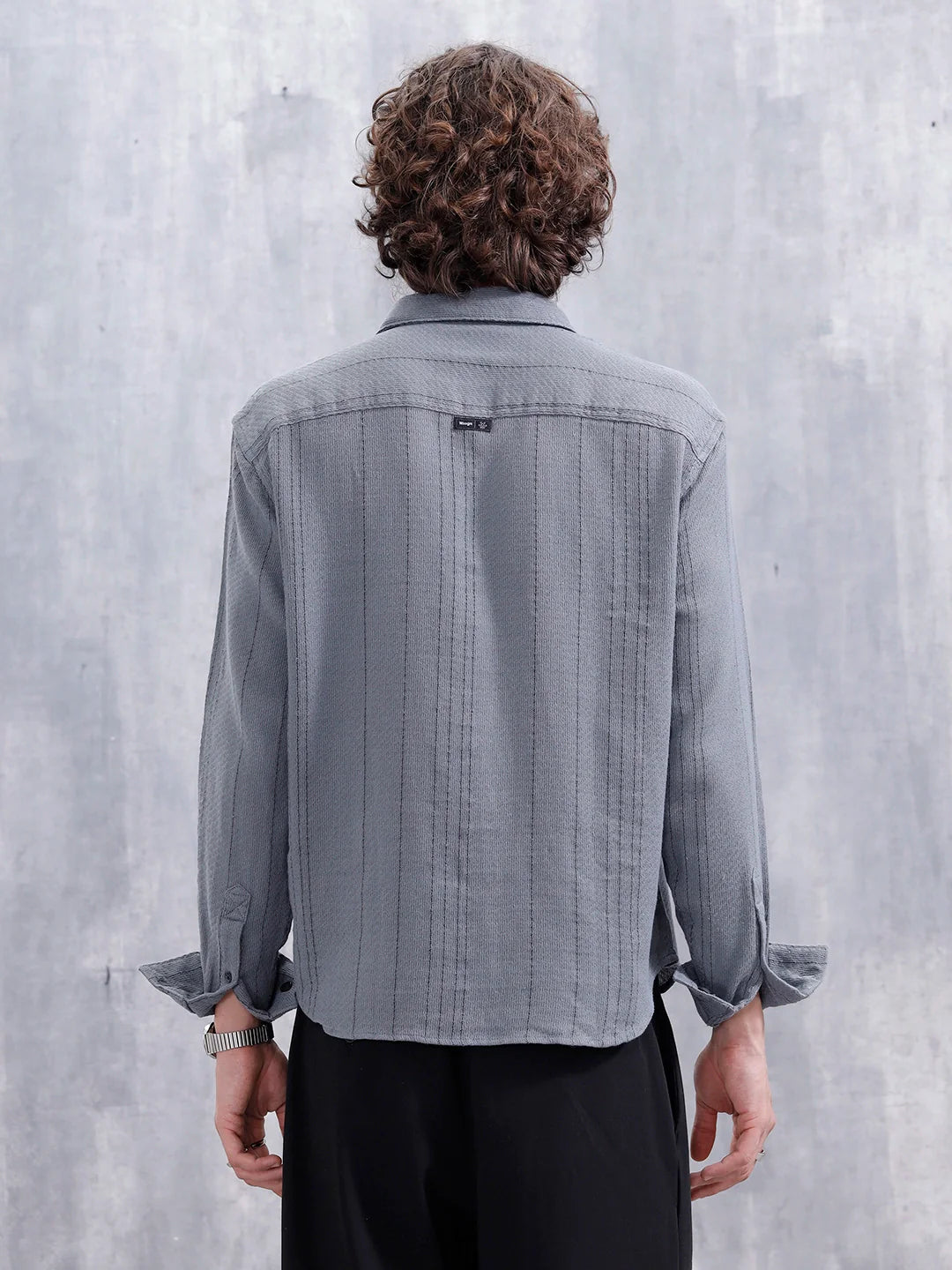 Comfort Fit Casual Shirt Featuring Striped Thread Detail | Blue