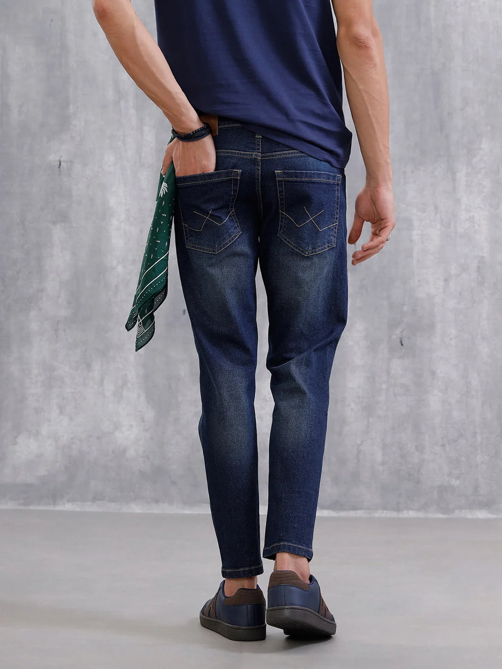 Solid Skinny Crop Distressed Jeans | Blue