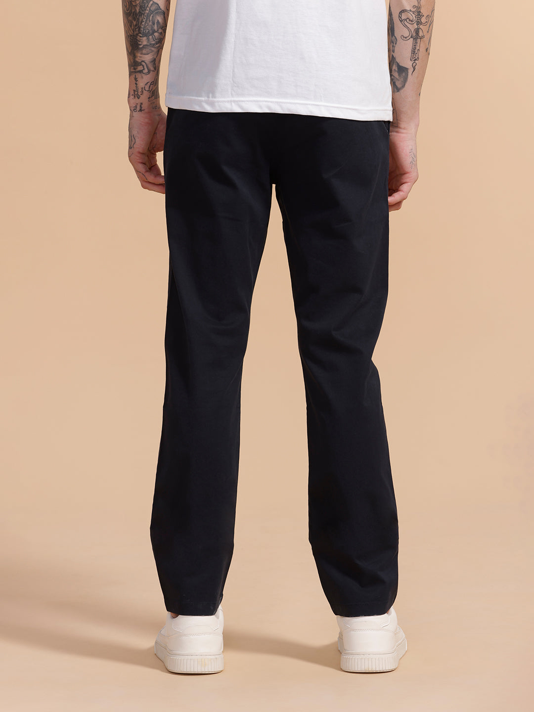 Cotton Blend Chino Trouser | Navy Blue