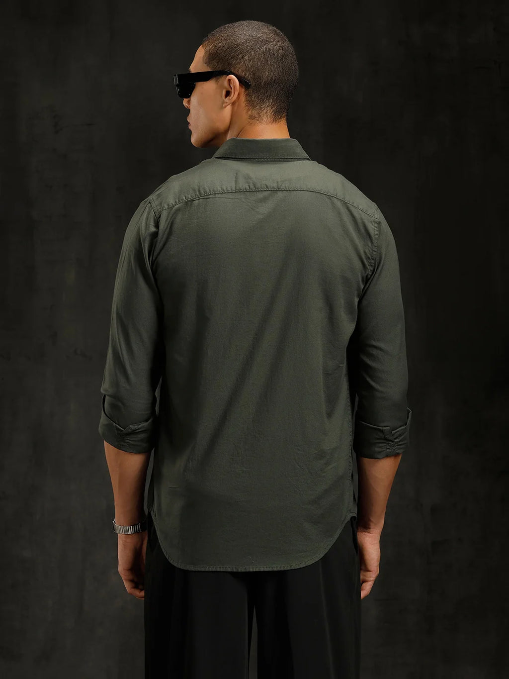 Cotton Dobby Full Sleeve Shirt | Olive