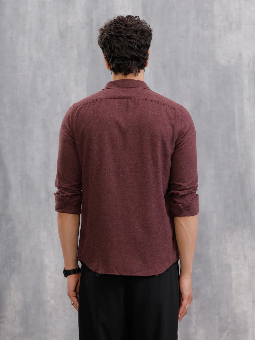 Melange Fabric Smart Shirt In Slim Fit | Maroon