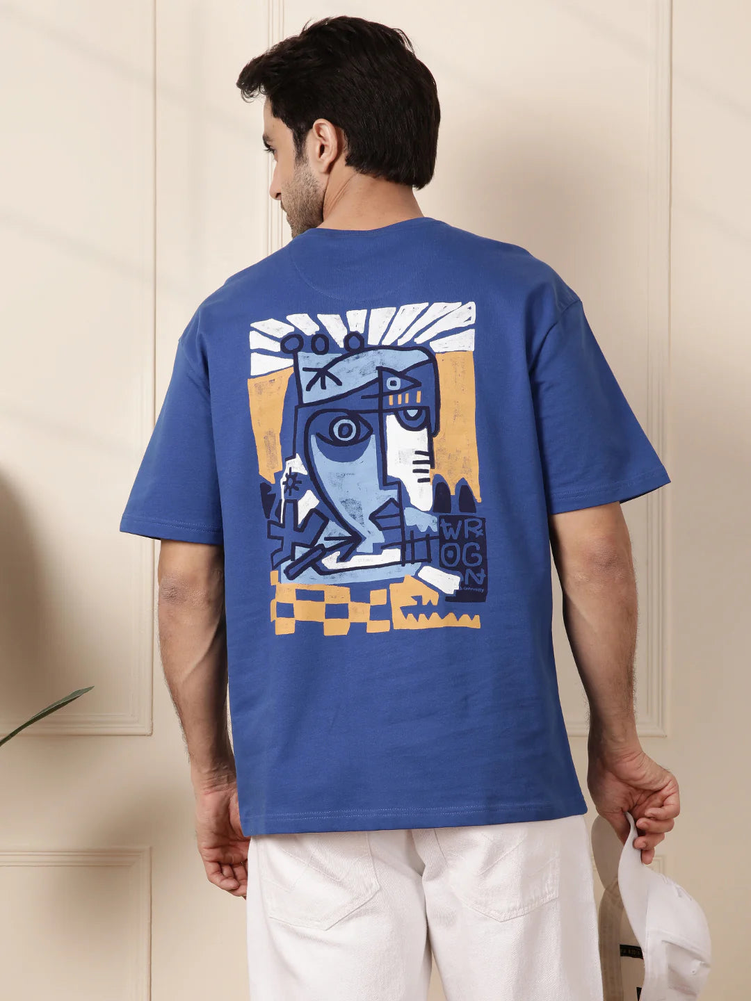 Heavy GSM Printed Faces T-Shirt | Blue
