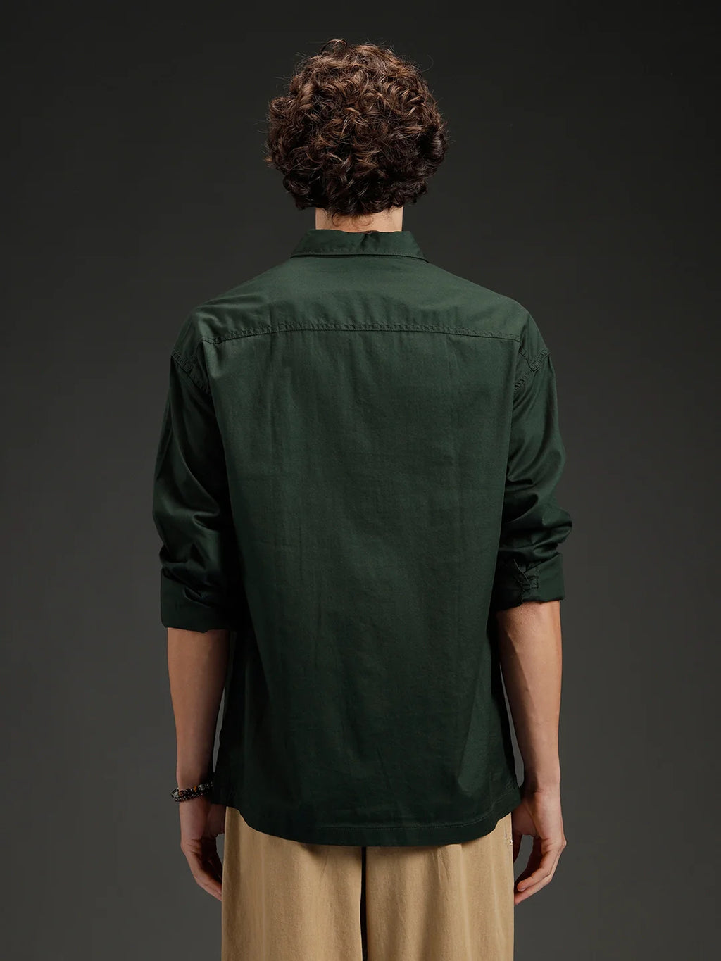 Wrogn Men's Casual Oversized Shirt | Green