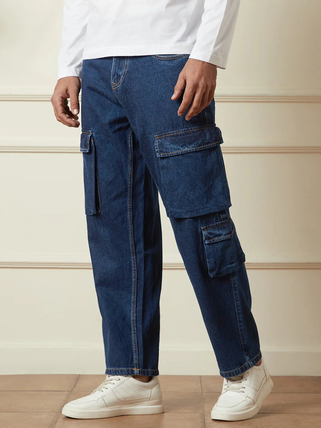 Loose Fit Utility Denim Cargo | Blue
