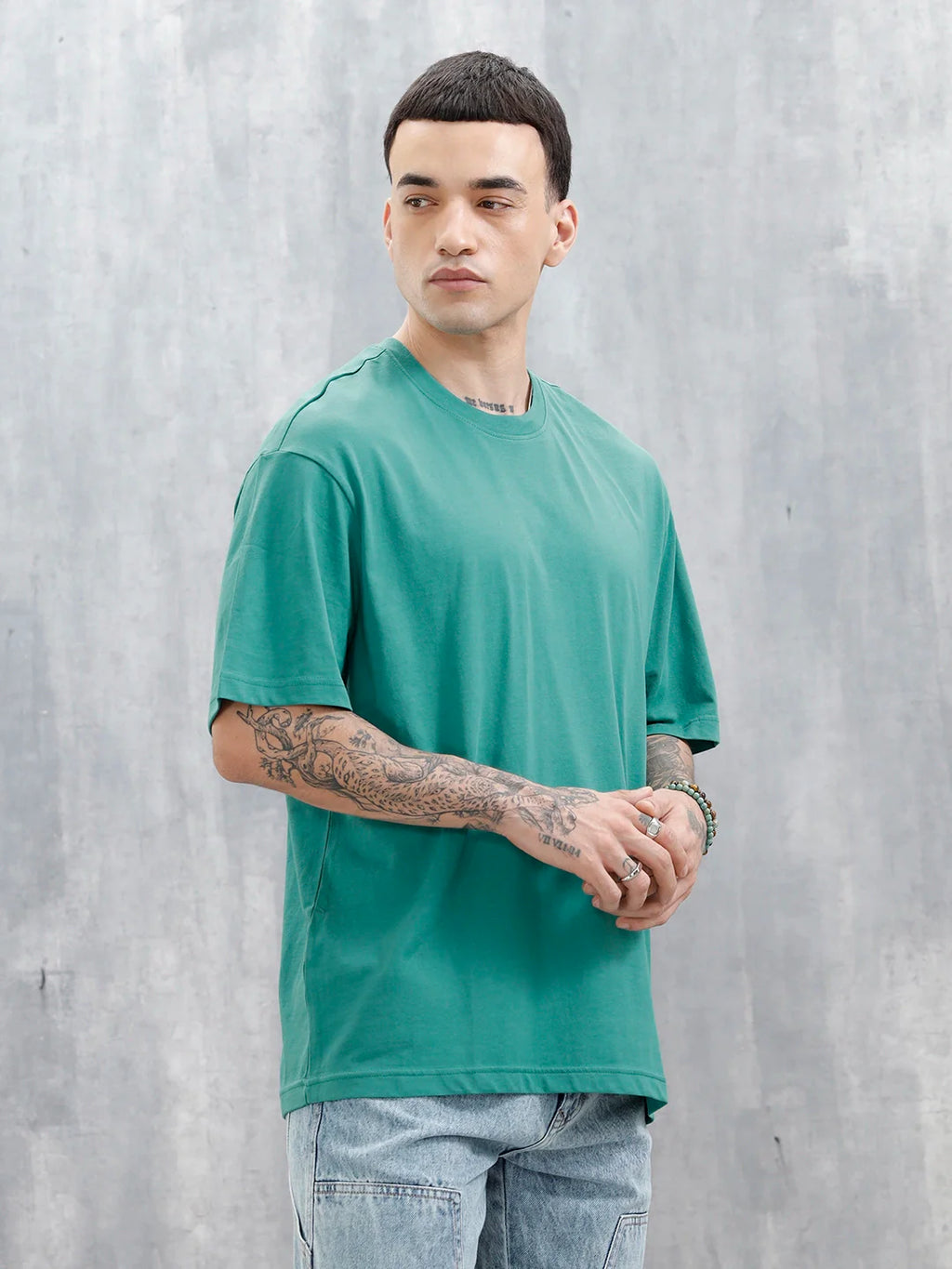 Men's Casual Printed Oversized T-Shirt | Green