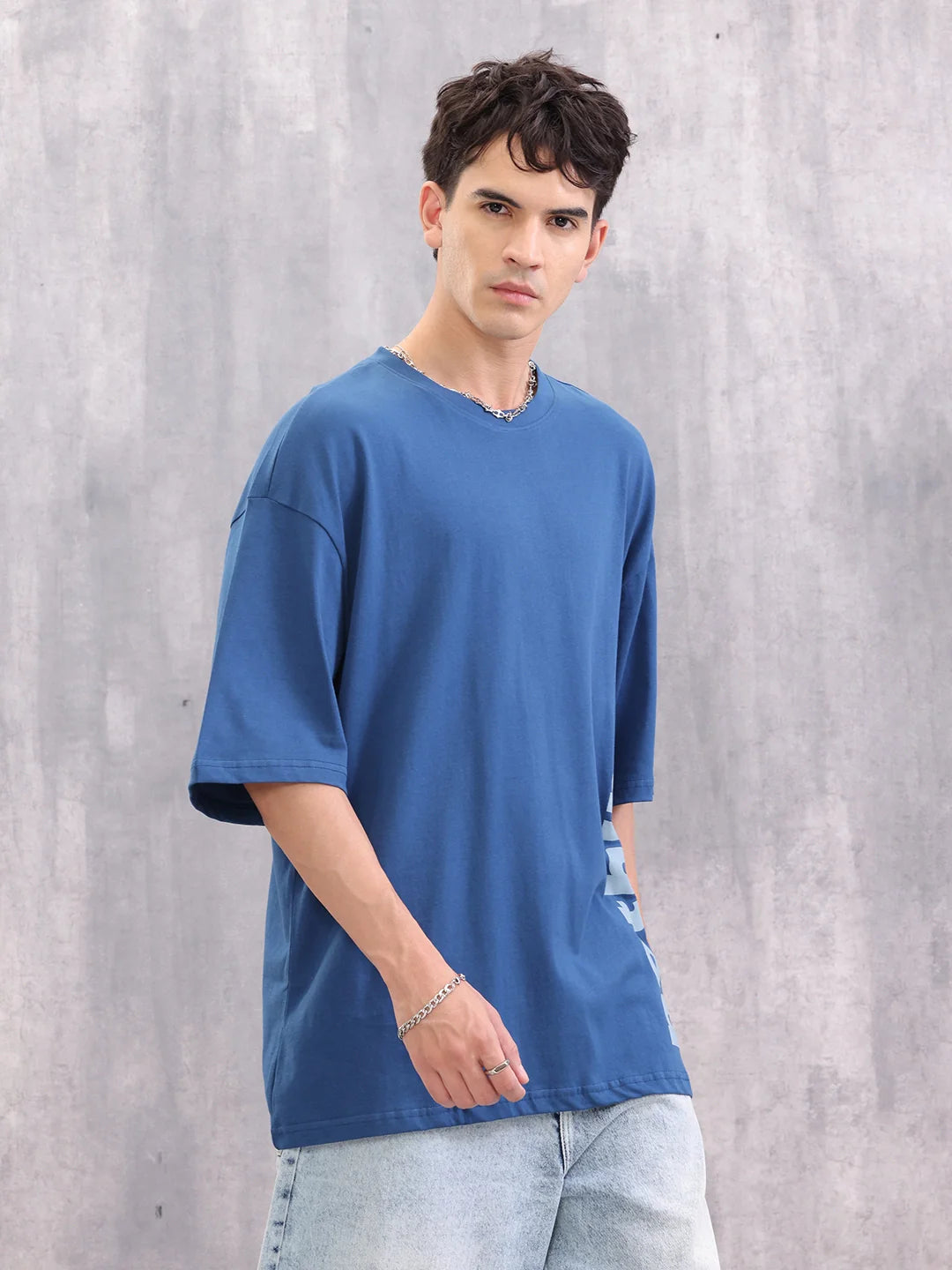 100% Cotton Oversized Graphic Tee I Blue