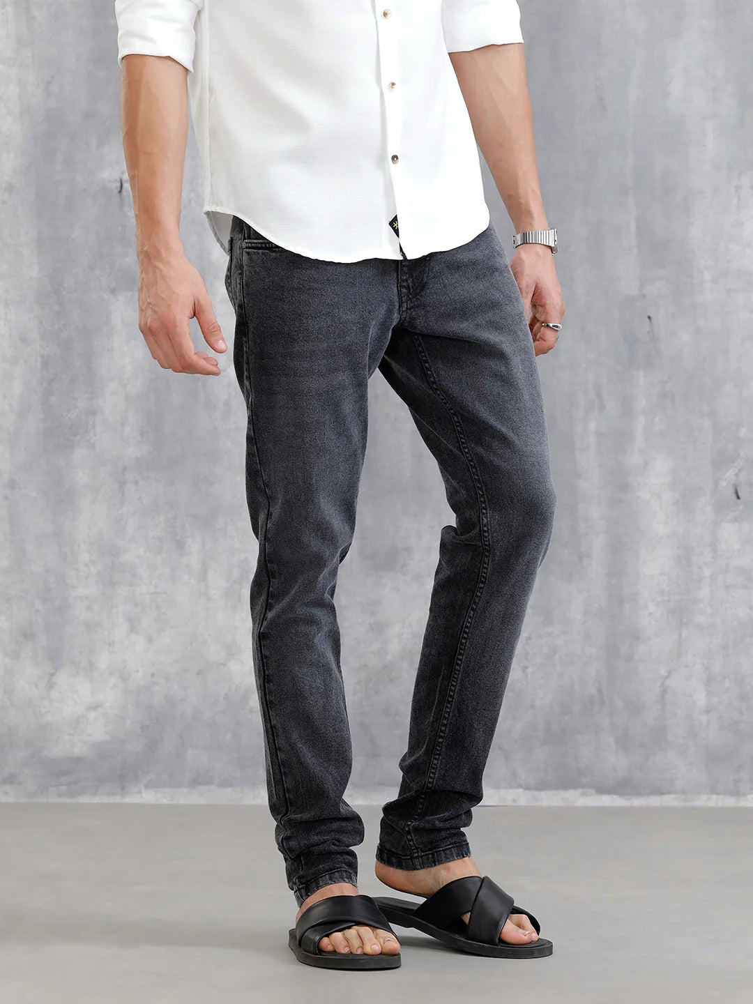 Mid Washed Slim Fit Jeans | Grey
