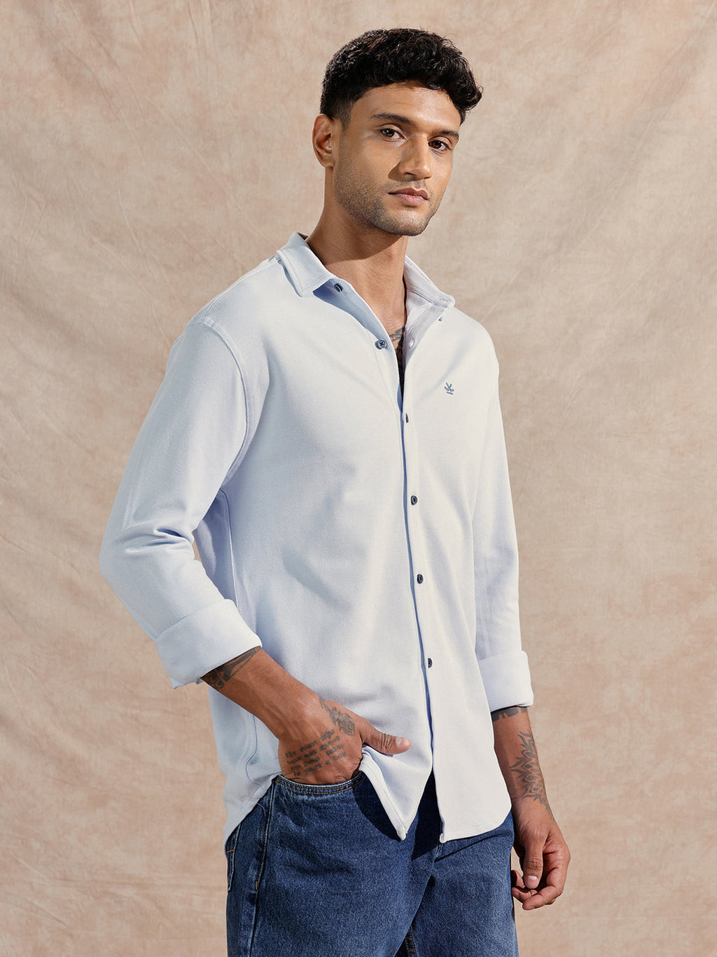 Pique Knitted Shirt | Blue