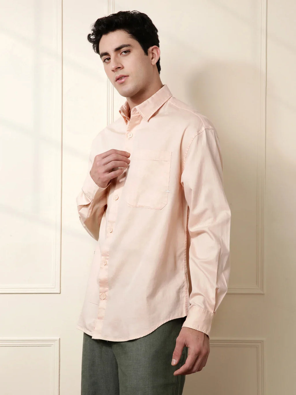 Peach Double Pocket Oversized Shirt