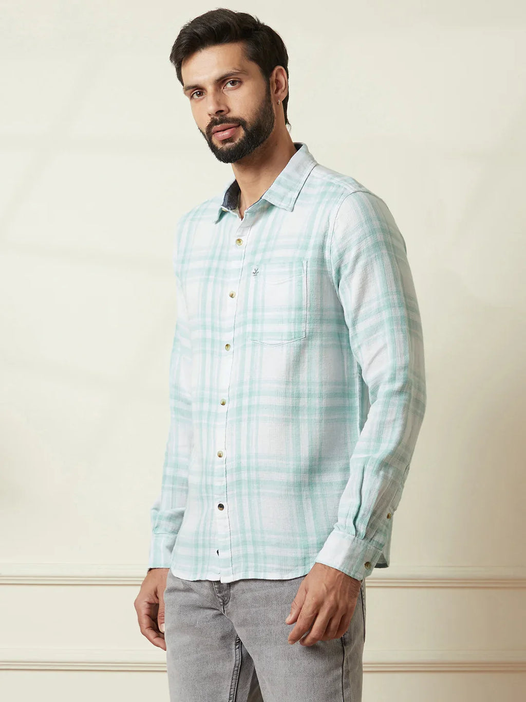 Checked Cotton Summer Shirt | Green