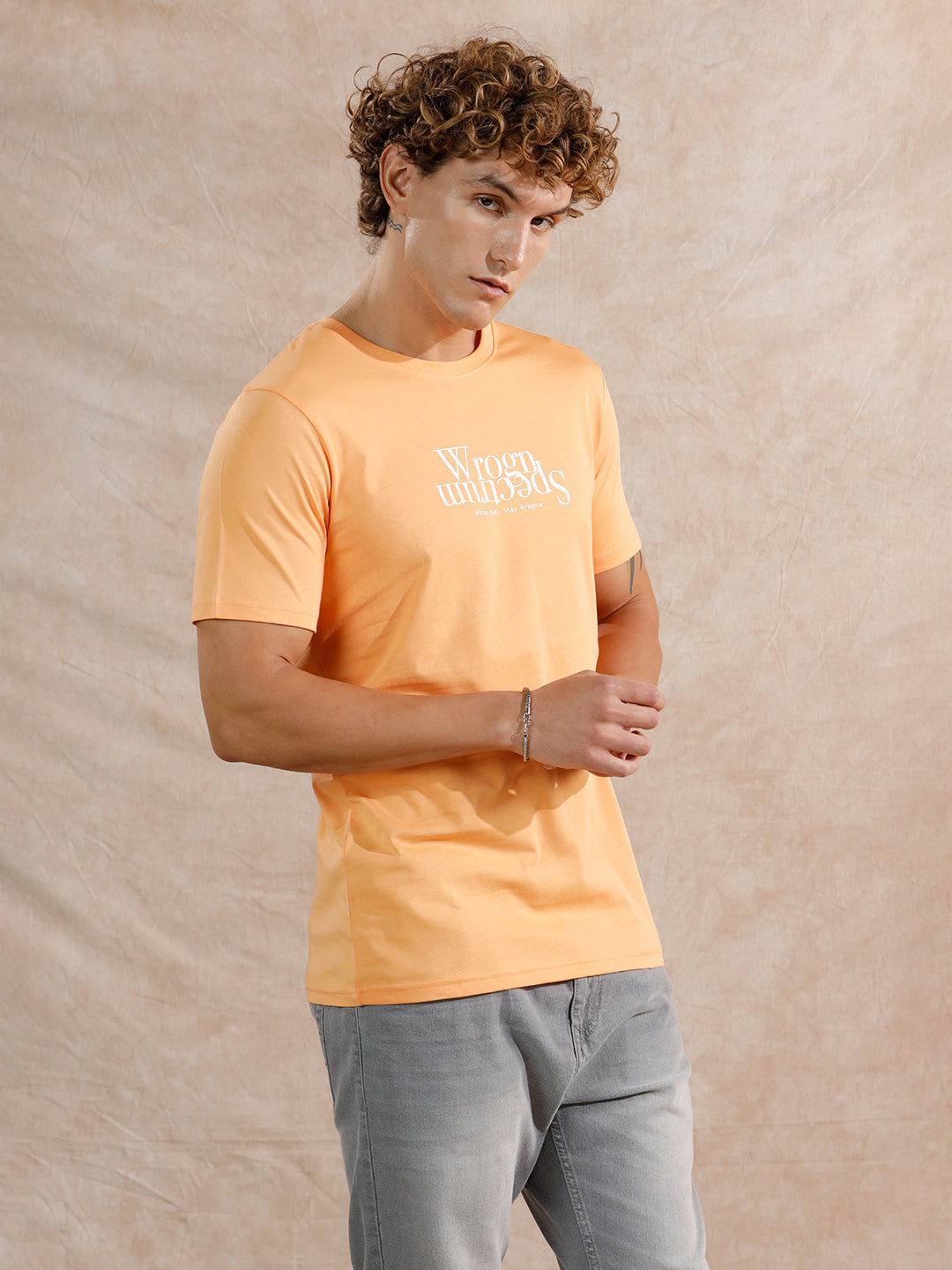 Printed Regular Fit T-Shirt | Orange