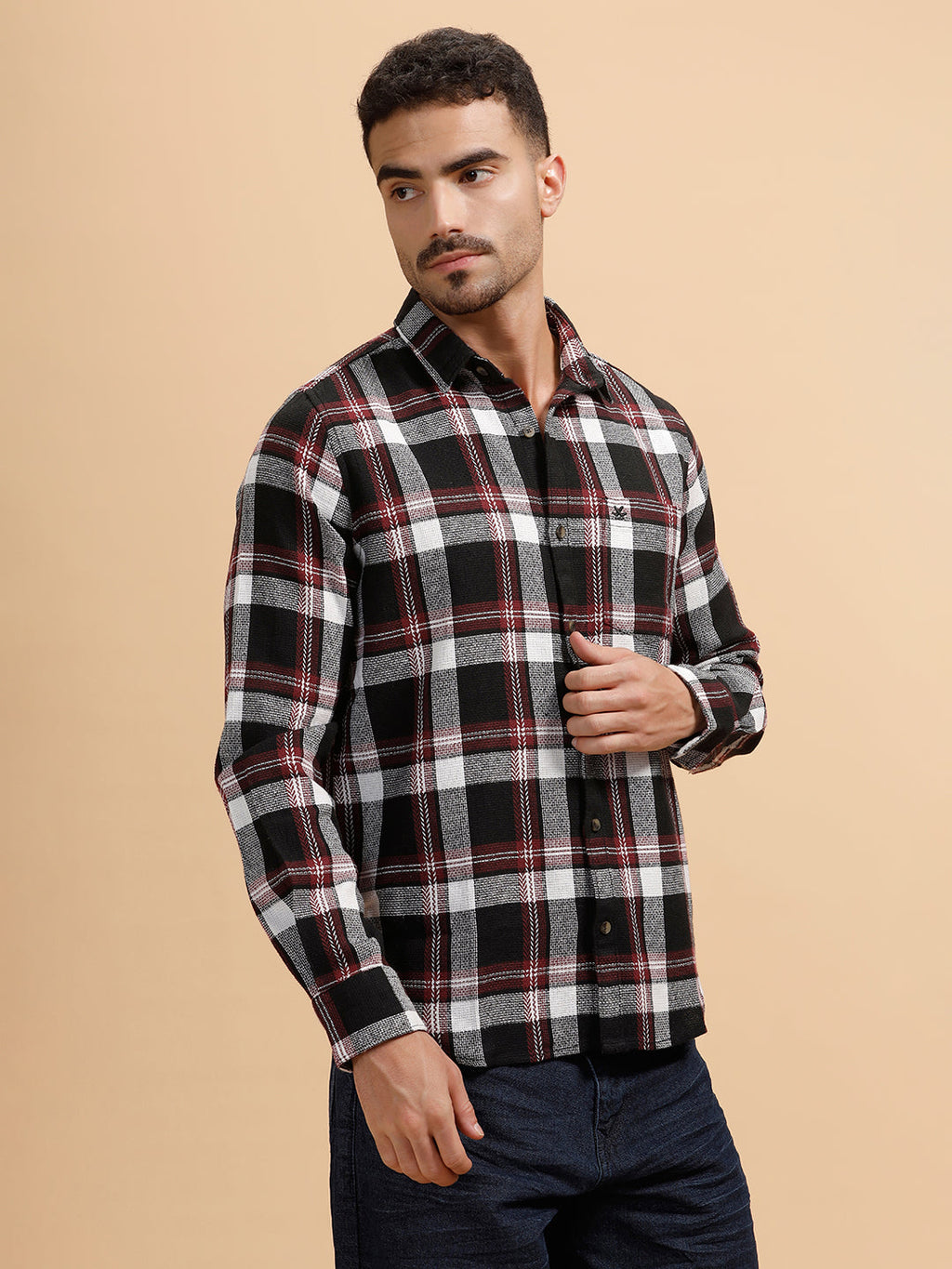 Textured Dobby Regular Fit Shirt | Red