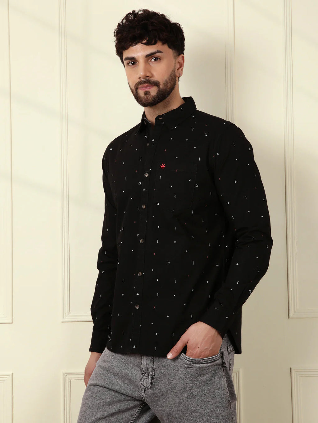 Dots & Dashes Black AOP Shirt