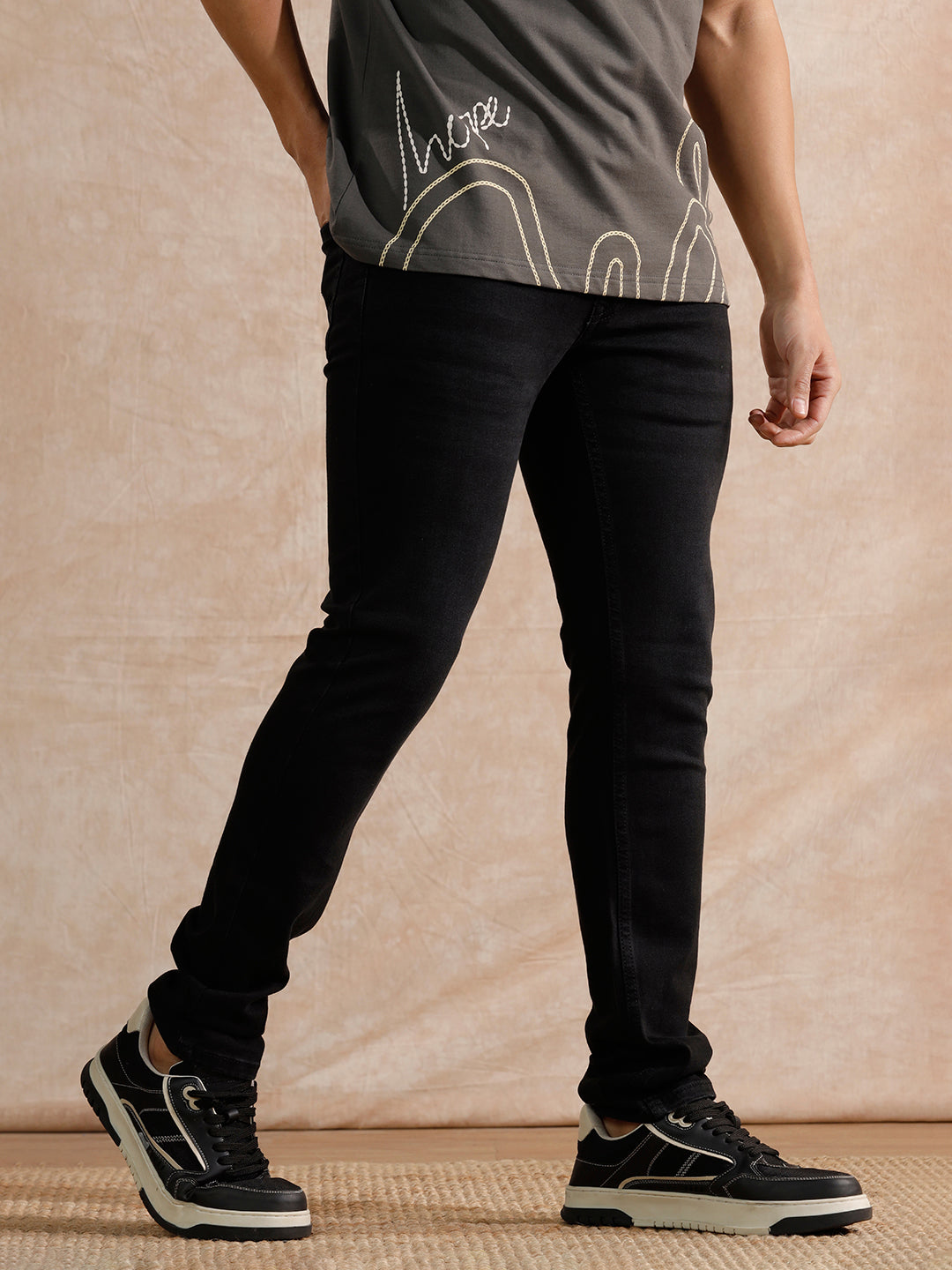Casual Light Fade Slim Fit Jeans | Black