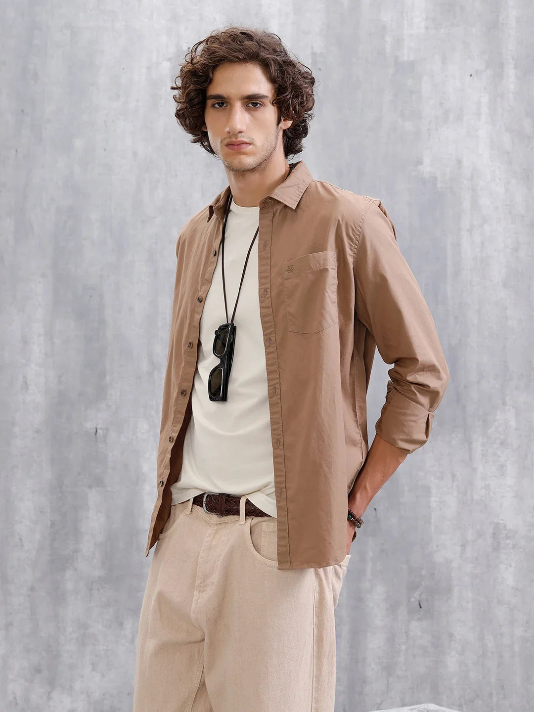 Solid Regular Fit Shirt  | Khaki