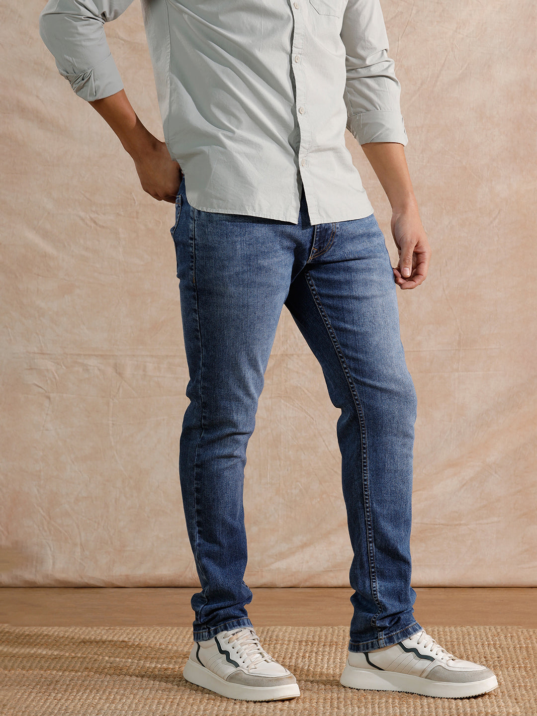 Casual Heavy Fade Slim Fit Jeans | Blue