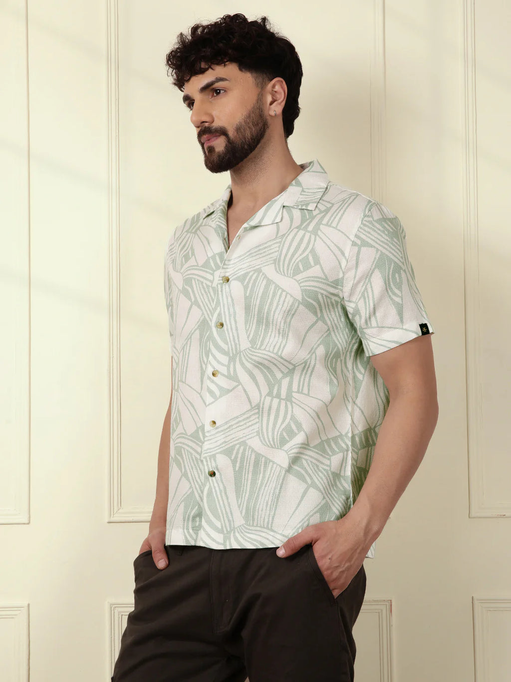 Textured Patterns AOP Shirt | Light Green