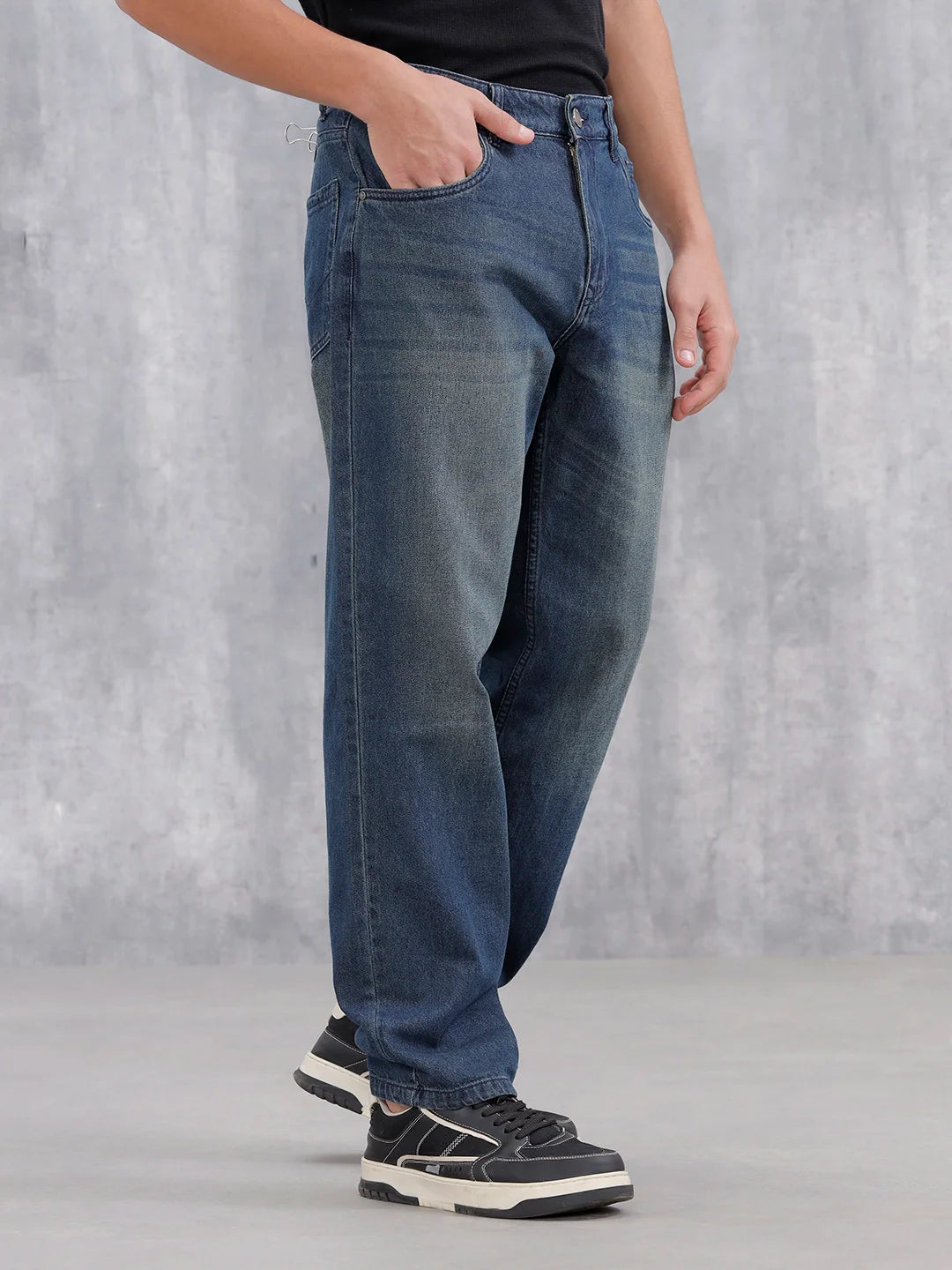 Men's Casual Anti Fit Jeans | Dark Stone