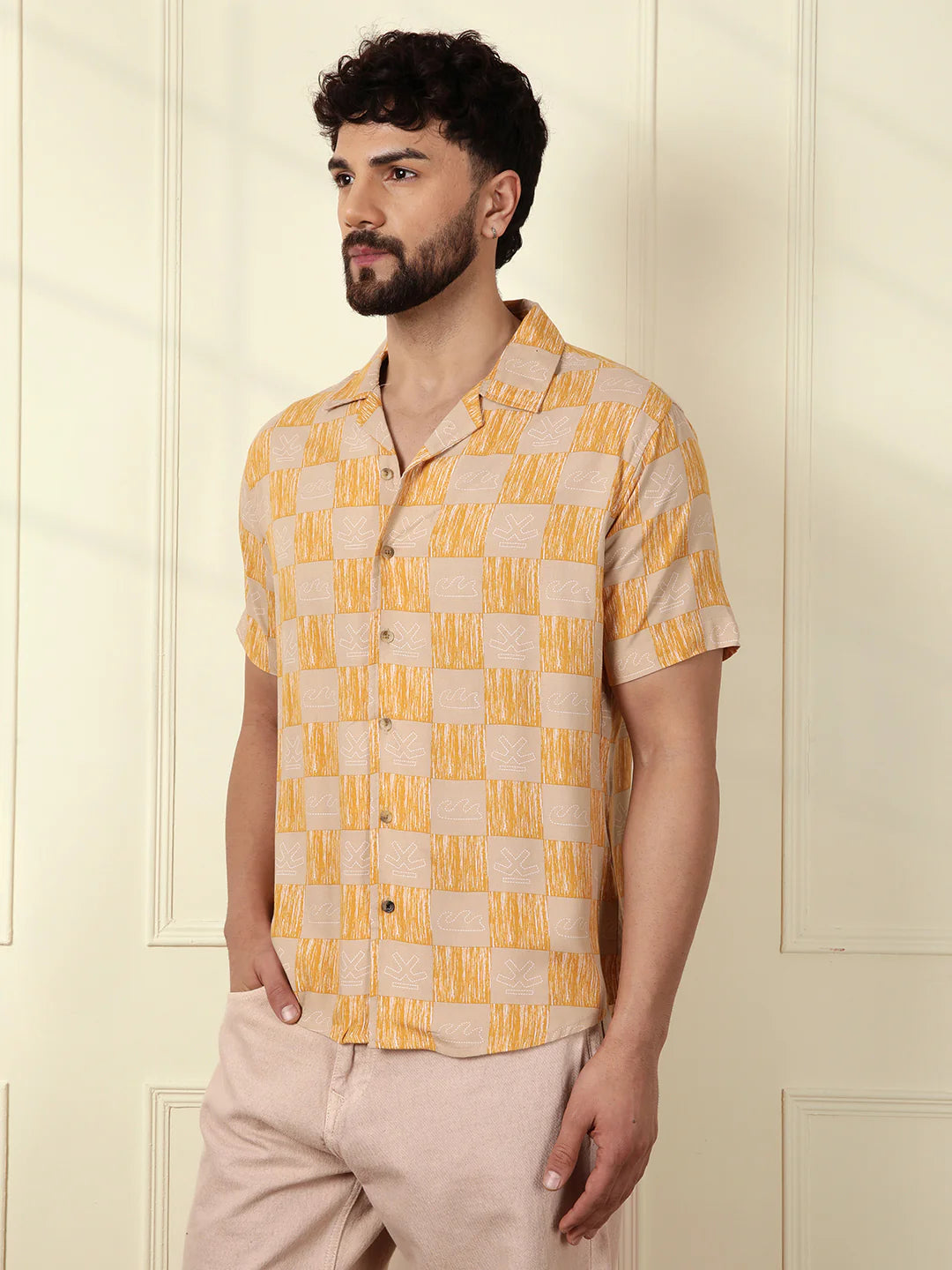 AOP Fluid Viscose Shirt | Yellow