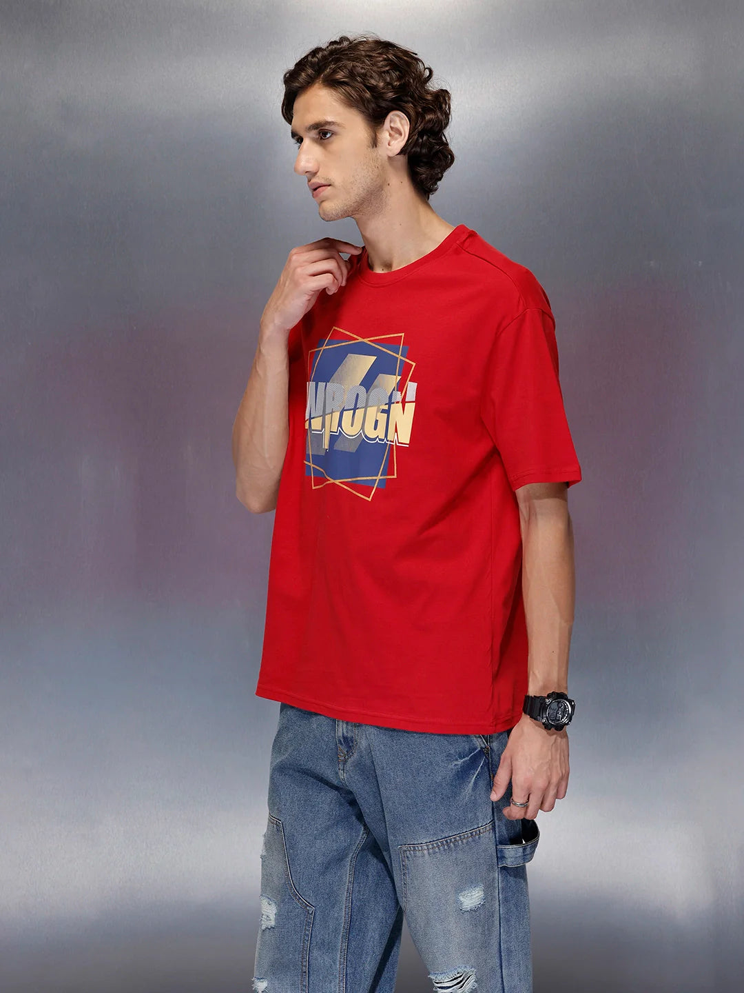 Men’s pop graphic red cotton T-shirt | Red