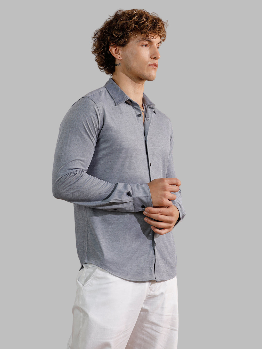 Solid Stretch Slim Fit Shirt | Grey