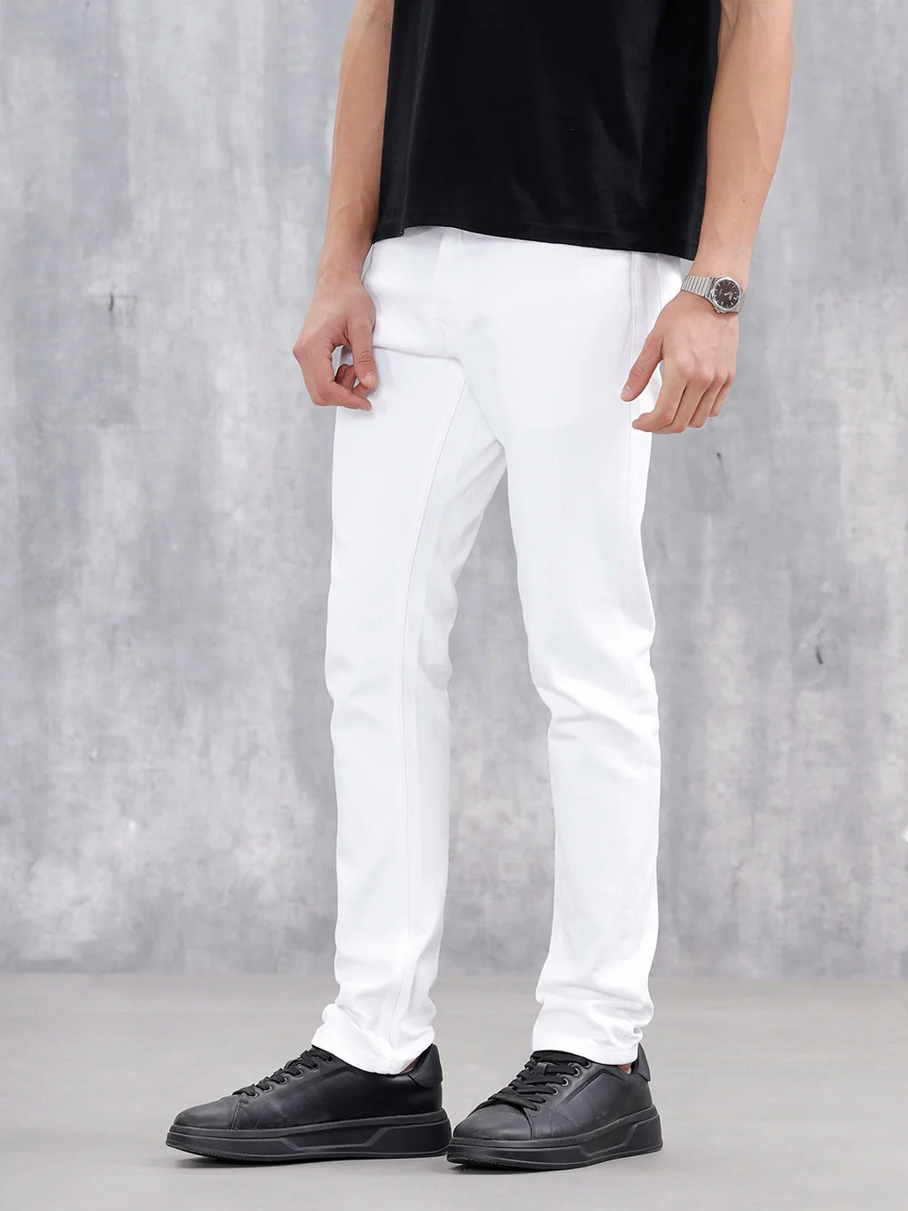 Men Casual Slim Fit Jeans | White