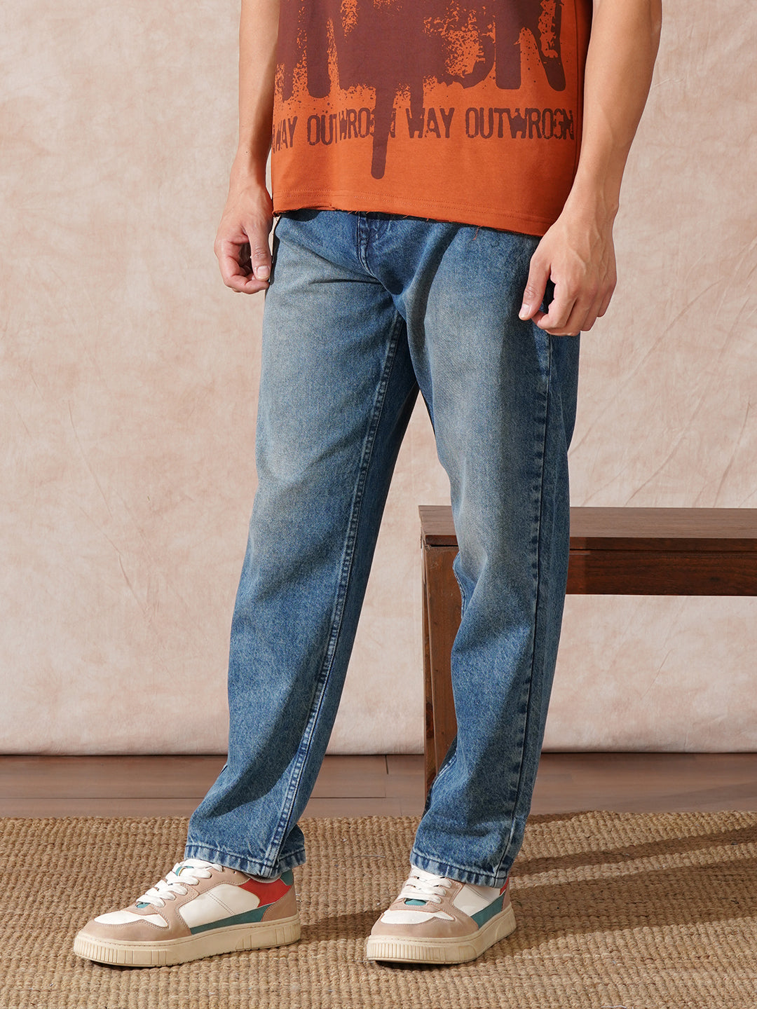 Casual Heavy Fade Loose Fit Jeans | Blue