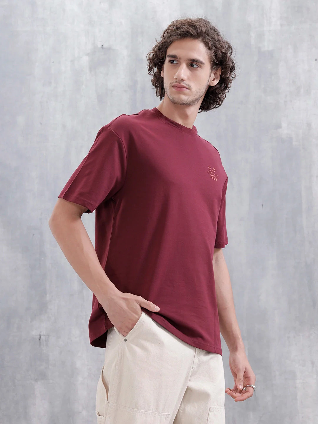 Mythical Faces Oversized Cotton Back Print T-Shirt | Maroon