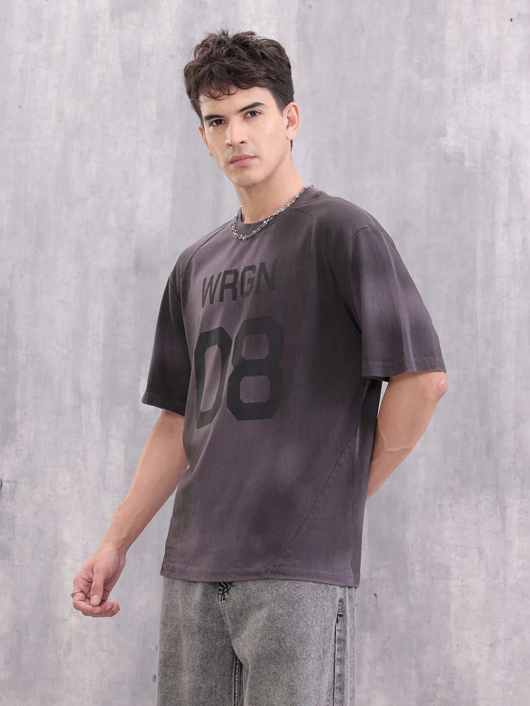 Washed Raglan Sleeve Oversized Men T-shirt | Dark Grey