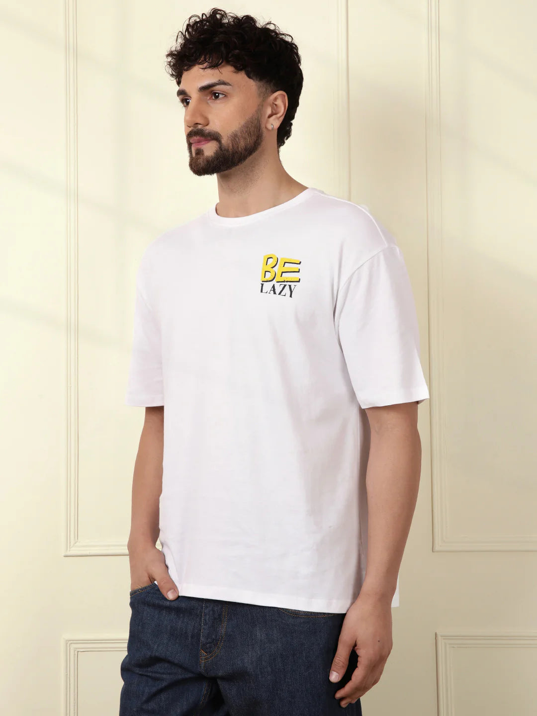 Be Lazy White Oversized T-Shirt