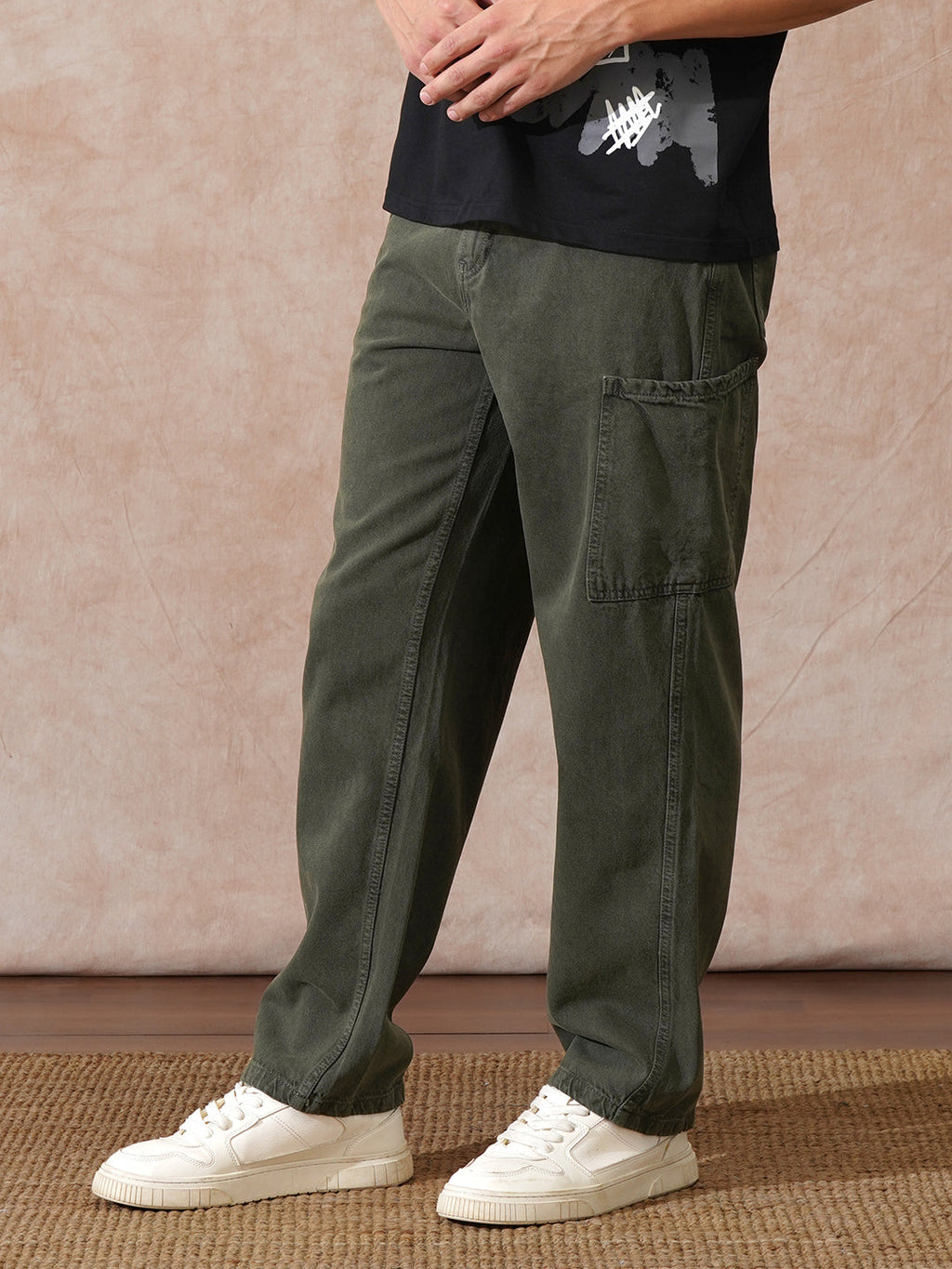 Solid Loose Fit Trouser | Olive