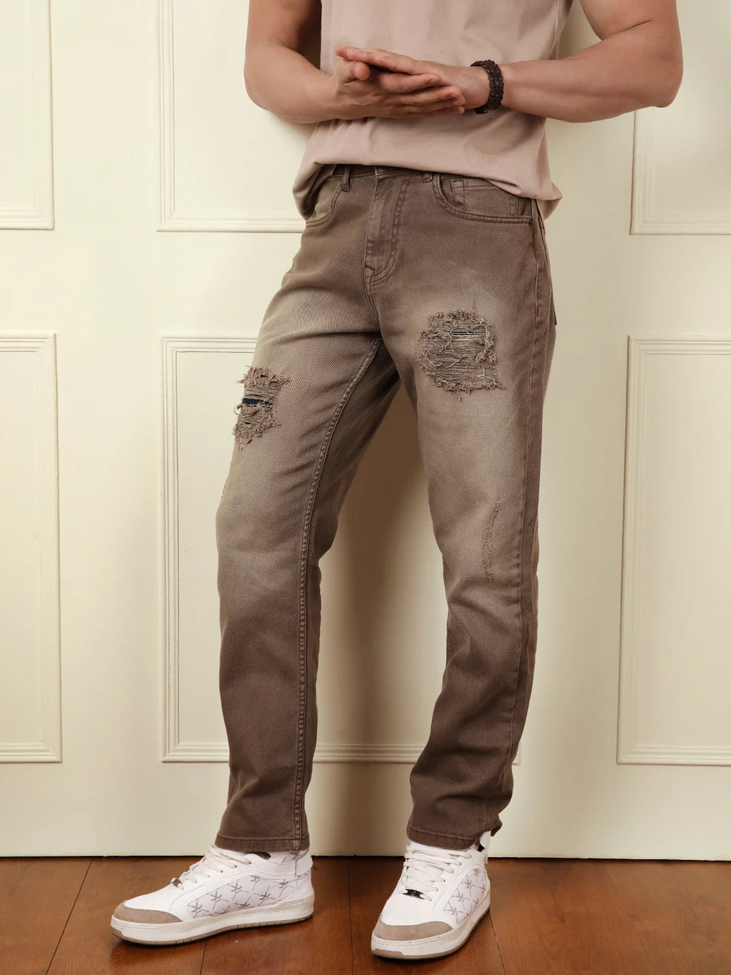 Distressed Apex Brown Jeans