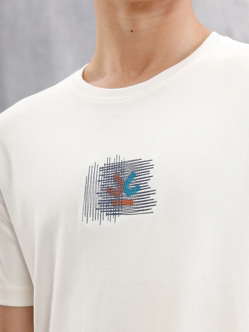 Gold Finish Interlock Tee With Embroidery On Chest  |  White