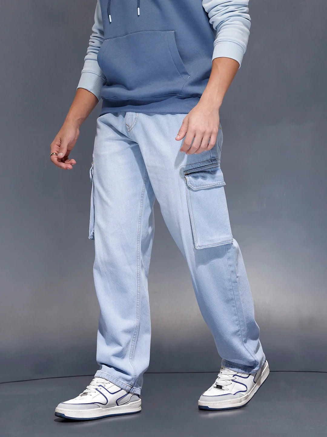 Light Washloose Fit Cargo Jeans | Blue