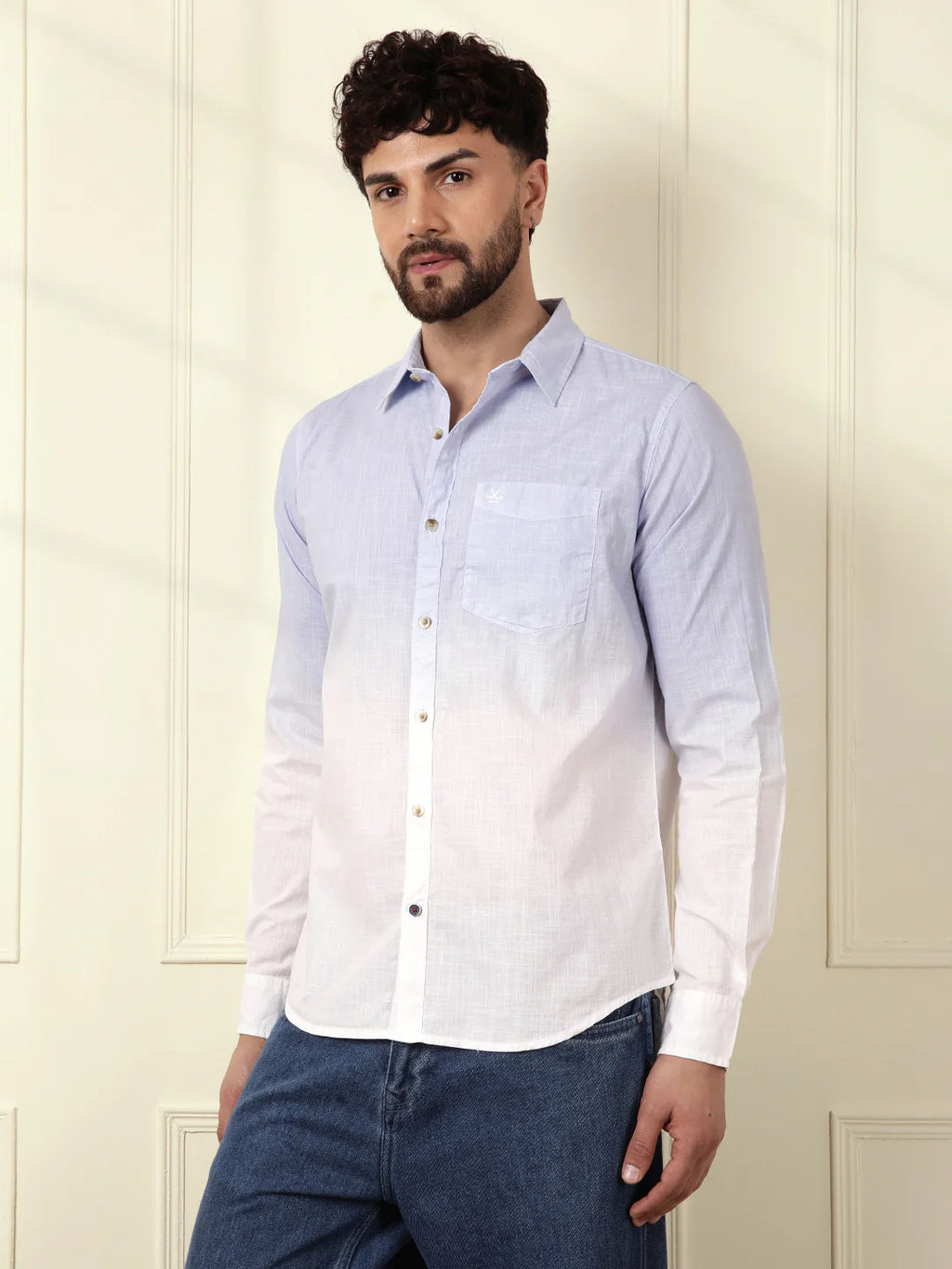 Casual Ombre Washed Shirt | Light Blue