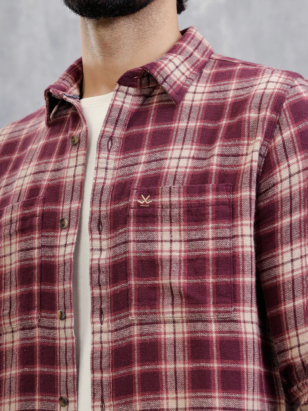 Brushed Flannel Utility Shirt In Slim Fit | Red